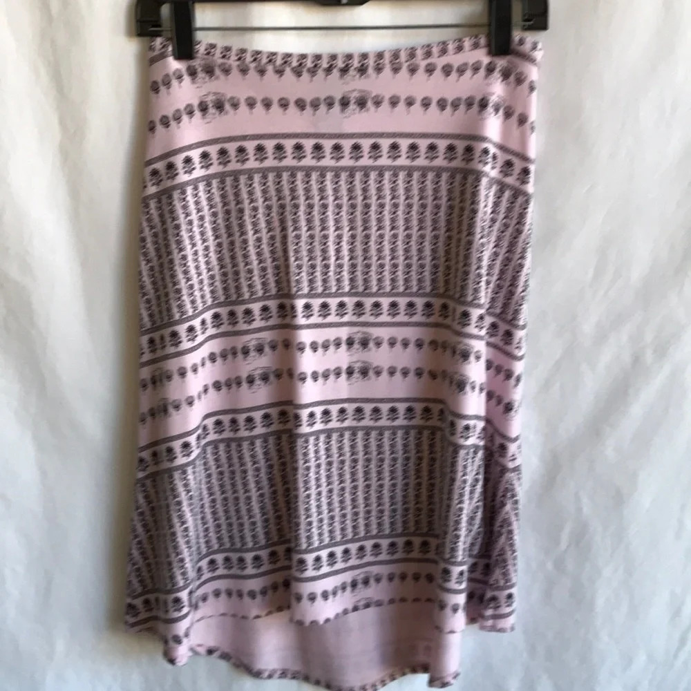 Parallel pink and black high-low stretch skirt, size XS
